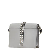 プラダ スタッズ 斜め掛け ショルダーバッグ グレー レザー レディース PRADA 【中古】